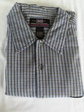 Outdoor 100%Cotton Lumberjack Colo Wear Men's Navy/Khaki Plaid Short Sleeve L